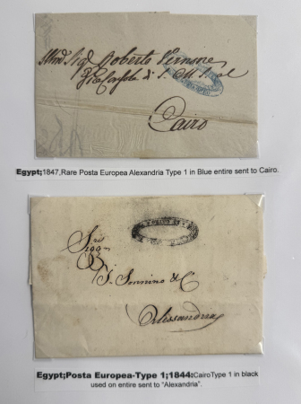 Stamp of Egypt » Posta Europea 1844-64, collection of Posta Europea written up on 16 pages with 24 covers arranged according to type,