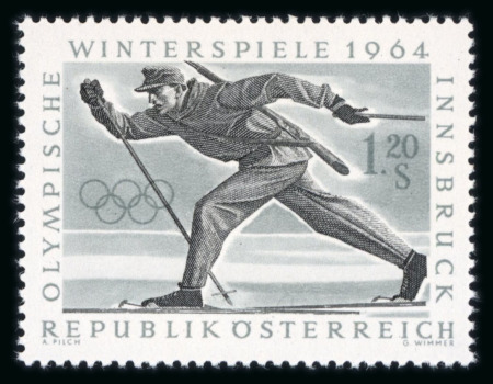 Stamp of Olympics » 1964 Innsbruck Austria: 1964 Innsbruck 1.20S with gold omitted, mint n.h.