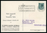 Stamp of Olympics » 1956 Cortina d'Ampezzo Italy: 1956 Cortina set of four on FDC sent registered plus official postcard with ski jump cancellation