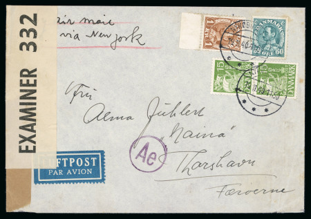Stamp of Germany » German WWII Occupation Issues » Denmark 1941 (19 Nov) Denmark Nykobing Falster to Thorshavn Faroe Islands