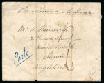 Stamp of Russia 1867 Russian stamped envelope 1848 10 (+1) k, sent from Smela (now Ukraine) to London