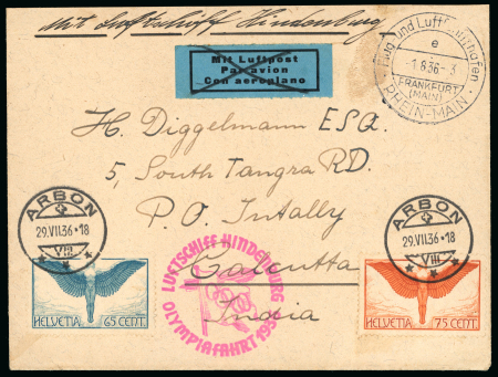 Stamp of Olympics » 1936 Berlin » Special Postmarks 1936 Berlin, group of covers incl. Hindenburg Zeppelin group of 16 Olympiafahrt covers