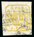 Stamp of Romania » United Principalities 1862-1864 3pa orange yellow, attractive specialised assembly
