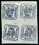 Stamp of Romania » United Principalities 1862-1864 30pa blue, attractive specialised assembly of unused