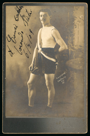 Stamp of Olympics » 1908 London 1908 London, signed mounted photograph of Dorando Pietri who was famously was stripped of winning the marathon in 1908
