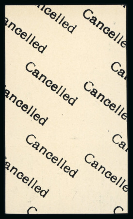1936 King Fouad, 2m black imperforate proof with "Cancelled" on reverse in top marginal block of four
