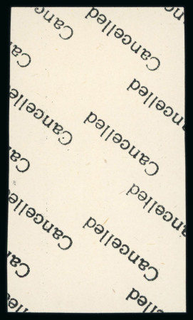 1936 King Fouad, 10m violet imperforate proof with "Cancelled" on reverse in top marginal block of four