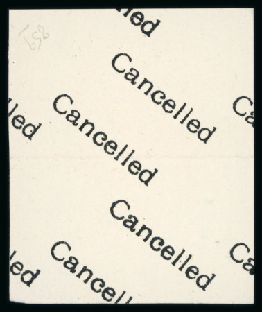 1936-37 King Fouad "Postes" 20m blue imperforate block of four with "Cancelled" on reverse