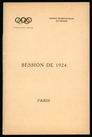 Stamp of Olympics » Pierre de Coubertin and the IOC 1924 IOC Session in Paris report, 31pp, in French