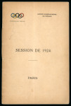 Stamp of Olympics » Pierre de Coubertin and the IOC 1924 IOC Session in Paris report, 31pp, in French