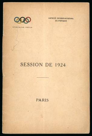 Stamp of Olympics » Pierre de Coubertin and the IOC 1924 IOC Session in Paris report, 31pp, in French
