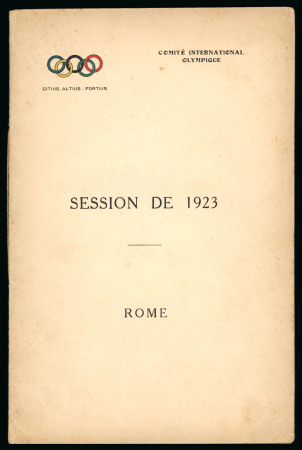 Stamp of Olympics » Pierre de Coubertin and the IOC 1923 IOC Session in Rome report, 32pp, in French