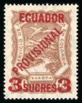 Stamp of Ecuador 1928 Ecuador air post stamps of 1923 surcharged Provisional in carmine, Scott C2-5