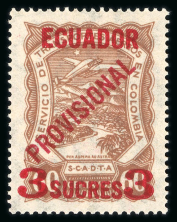 Stamp of Ecuador 1928 Ecuador air post stamps of 1923 surcharged Provisional in carmine, Scott C2-5