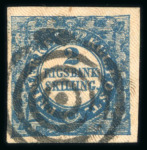 Stamp of Denmark 1851, Denmark 2 RBS blue Ferslew printing, a very attractive copy with wide and well-balanced margins