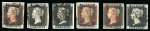 Stamp of Great Britain » 1840 1d Black and 1d Red plates 1a to 11 1840 GB 1d black, very fine selection of six Penny Blacks