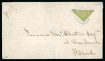 Stamp of Canada » New Brunswick 1860 New Brunswick cover bearing very fine bisect 6d olive-yellow full to wide margins
