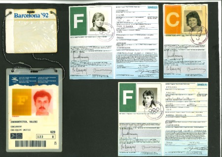 Stamp of Olympics » 1992 Barcelona 1992 Barcelona, three paper identity cards and lanyard ID for a fencer