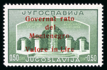 Stamp of Italy » Italian Occupations WWII » Montenegro 1942 overprinted in red, set of four mint n.h., the 50c with variety "Governat rato"