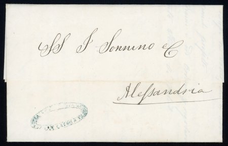Stamp of Egypt » Posta Europea 1849 (June 22) Folded entire from Cairo to Alexandria,