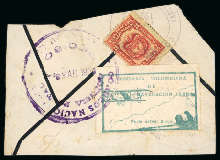 Stamp of Colombia » Airmails 1920, March 6, Third Flight. 10c green and National