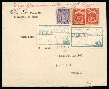 Stamp of Colombia » Airmails 1920, March 6, Third Flight. Commercial cover with two examples of 10c