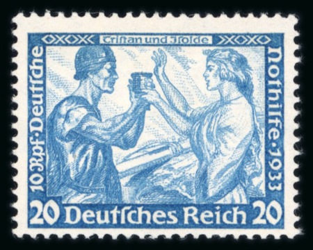 Stamp of Germany » German Empire 1933 Richard Wagner mint n.h. set of 10, all perf.14 with extra 6+4pf perf.14:13