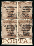 Stamp of Italy » Regno d'Italia 1922 Philatelic Congress et of four in cancelled-to-order blocks of four with the Philatelic Congress key-hole ds