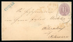Stamp of German States » Schleswig-Holstein 1866 1 1/4s light purple tied by Lensahn 1866 cds on cover