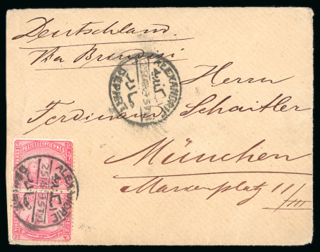 Stamp of Egypt » 1884 Changed Colours 1884 Changed Colours 20pa pair on cover from Alexandria