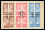 Stamp of Egypt » Commemoratives 1925 Geographical Congress set of three in blocks of four on unaddressed cover cancelled by "Congres International Geographie" 9 AP 25 special cancels