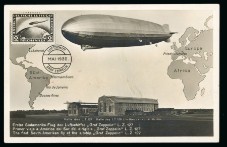 1931 (Apr 9) Egypt Zeppelin Flight postcard sent from Germany to Denmark