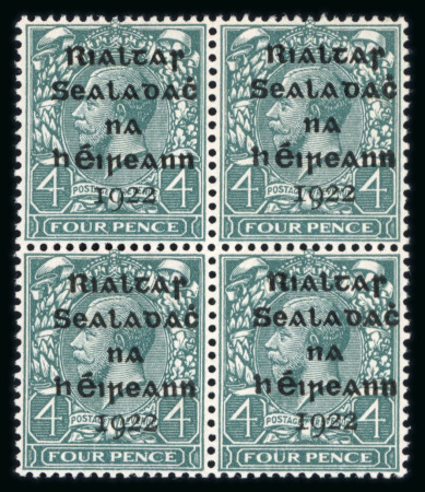 Stamp of Ireland » 1922 (Feb) Dollard Overprints (T1-T14) 4d grey-green, mint, and mint nh block of four, showing