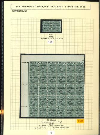 Stamp of Ireland » 1922 (Feb) Dollard Overprints (T1-T14) 4d grey-green, overprint in black, mint nh, mint, and used specialised assembly