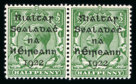 Stamp of Ireland » 1922 (Feb) Dollard Overprints (T1-T14) 1/2d green, mint and nh horizontal pair, left stamp