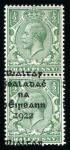 Stamp of Ireland » 1922 (Feb) Dollard Overprints (T1-T14) 1/2d green, unused vertical pair, showing overprints