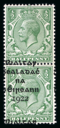 Stamp of Ireland » 1922 (Feb) Dollard Overprints (T1-T14) 1/2d green, unused vertical pair, showing overprints