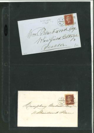 Stamp of Great Britain » Collections Cancellations: 1863-70, Group of Edinburgh "131" numerals and duplex cancels on 15 covers, 1 front and a piece