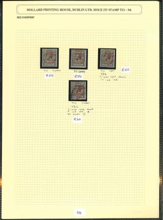Stamp of Ireland » 1922 (Feb) Dollard Overprints (T1-T14) 9d agate, overprint in red and or carmine, mint nh,