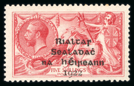 Stamp of Ireland » 1922 (Feb) Dollard Overprints (T1-T14) 5s rose red, mint single, with overprint at bottom error