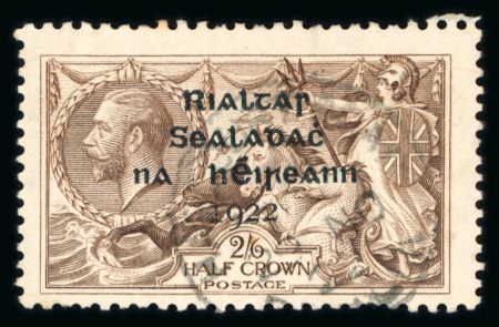 Stamp of Ireland » 1922 (Jul-Nov) Thom Overprints (T25-T41) 2s6d grey-brown, used single, with perfect "R" in CROWN,