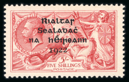 Stamp of Ireland » 1922 (Jul-Nov) Thom Overprints (T25-T41) 5s pale rose red, mint single, light gum creases, fresh,