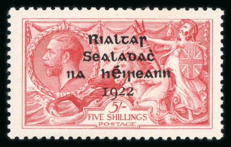 Stamp of Ireland » 1922 (Jul-Nov) Thom Overprints (T25-T41) 5s pale rose red, mint single, showing Howard ribbed