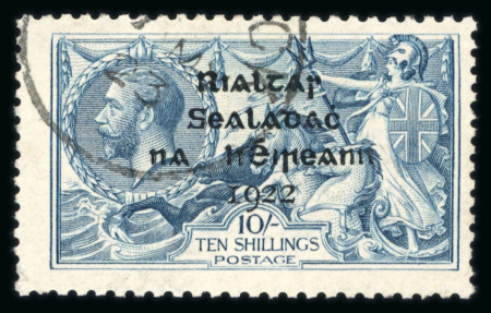 Stamp of Ireland » 1922 (Jul-Nov) Thom Overprints (T25-T41) 10s dull grey-blue, used single, with broken "S" in
