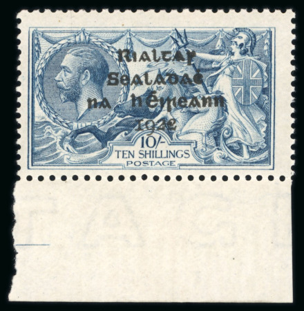 Stamp of Ireland » 1922 (Feb) Dollard Overprints (T1-T14) 10s grey-blue, mint bottom sheet marginal single, with