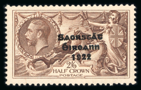 Stamp of Ireland » 1935 Re-Engraved Overprints (T75-T77) 2s6d chocolate, mint single, Flat accent over "A" of