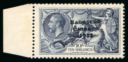 Stamp of Ireland » 1935 Re-Engraved Overprints (T75-T77) 10s indigo, mint nh left sheet marginal single, fresh,