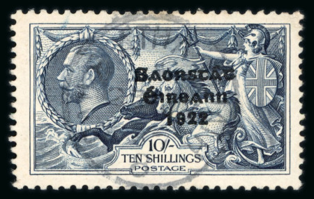 Stamp of Ireland » 1935 Re-Engraved Overprints (T75-T77) 10s indigo, used single with centrally struck cds,