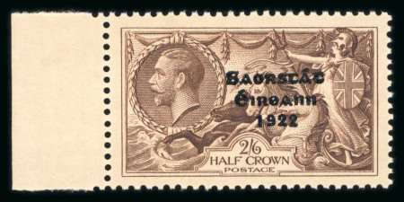 Stamp of Ireland » 1935 Re-Engraved Overprints (T75-T77) 2s6ds chocolate, mint nh left sheet marginal single, showing flat-tailed "9" from R8/1
