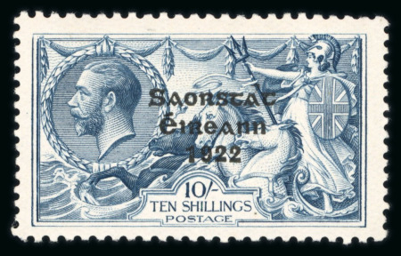 Stamp of Ireland » 1927-28 Wide Date Overprints (T72-T74) 10s dull grey-blue, mint single, with broken "S" in